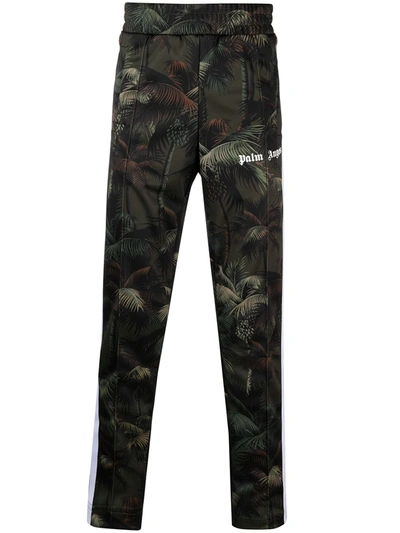 Palm Angels Jungle Print Tech Jersey Track Pants In Green