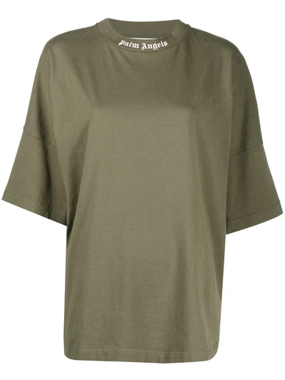 Palm Angels Oversized Cotton Jersey T-shirt In Green