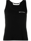 Palm Angels Printed Ribbed Cotton-jersey Tank In Black