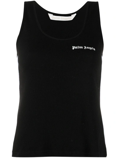 Palm Angels Printed Ribbed Cotton-jersey Tank In Black