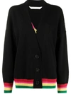 Palm Angels Miami Logo Needled Cardigan In Black