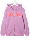 GCDS TEEN COTTON ZIP-FRONT HOODIE