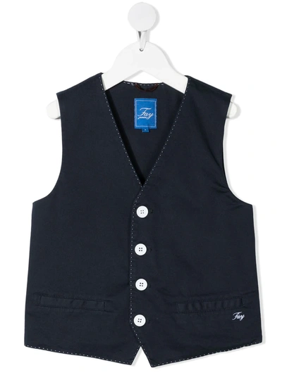 Fay Teen Logo Embroidered Waistcoat In Blue