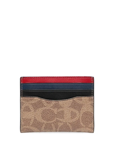Coach Colour-block Cardholder In Brown