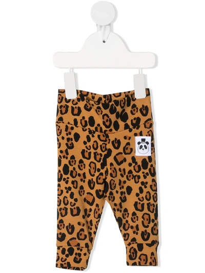 Mini Rodini Babies' Leopard Pattern Track Trousers In Brown
