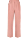 Etro Cropped Cotton And Silk-blend Taffeta Straight-leg Pants In Pink