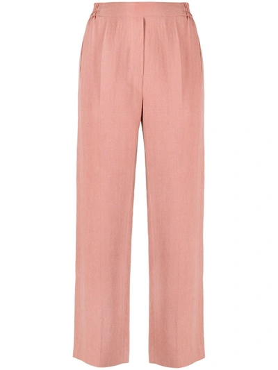 Etro Cropped Cotton And Silk-blend Taffeta Straight-leg Pants In Salmon