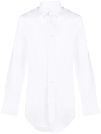 Brioni Long-sleeved Linen Shirt In White