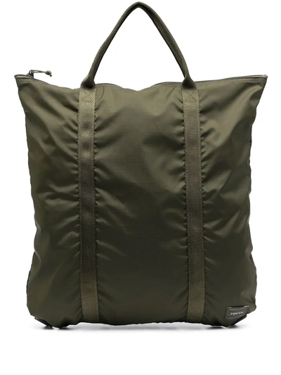 Porter-yoshida & Co Logo-patch Zipped Backpack In Green