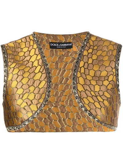 Dolce & Gabbana Honeycomb Patterned Gilet In Gold Color