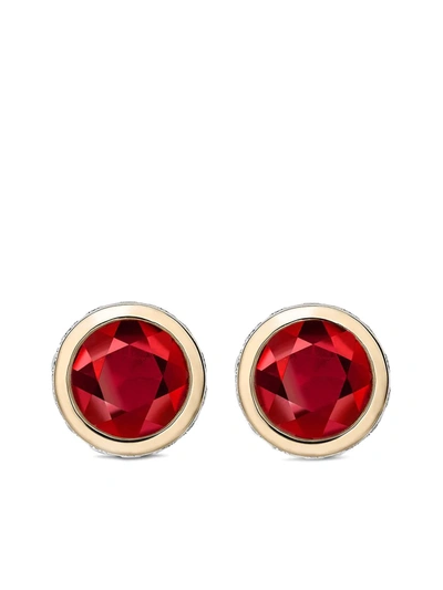 Pragnell 18kt Yellow Gold Diamond Ruby Sundance Stud Earrings