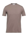 Cruciani Ribbed Cotton Knit T-shirt With Short Sleeves In Beige