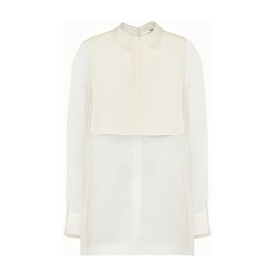 Fendi Bib-collar Cotton Shirt In White
