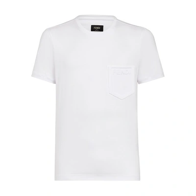 Fendi Ff-pocket Cotton T-shirt In White