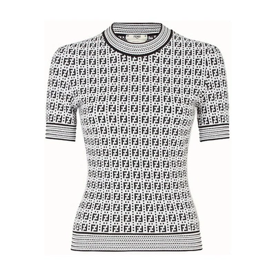 Fendi Viscose Jumper In Blanc