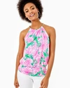 Lilly Pulitzer Women's Bowen Halter Top In Baby Pink Size Xl, Paradise Petals -  In Baby Pink