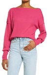 Shop Treasure & Bond Off The Shoulder Thermal Knit Sweater In Pink Vivacious