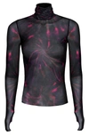 Afrm Zadie Semi Sheer Turtleneck In Pink Spiral