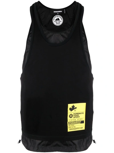Dsquared2 Layered Logo-patch Tank Top In Black