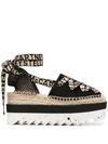 Stella Mccartney Black Organic Canvas Gaia Platform Espadrilles In Black