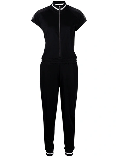 Karl Lagerfeld Mesh-panelled Jumpsuit In Black