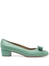 Ferragamo 30mm Vara Bow Pumps In Green