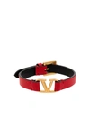 Valentino Vlogo Signature Leather Bracelet In Red