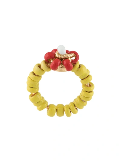 Bottega Veneta Colour-block Cocktail Ring In Yellow