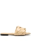 Bottega Veneta Skin Pink Nappa Leather Padded Slippers In Brown