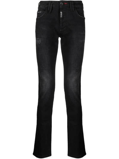 Philipp Plein Iconic 超直筒牛仔裤 In Black