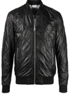 Philipp Plein Quilted Leather Bomber Jacket In Black
