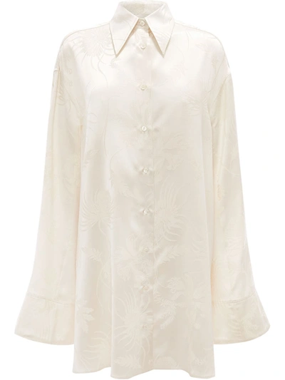 Jw Anderson Floral Jacquard Tunic Shirt In White