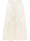 Jw Anderson Floral Jacquard Wide-leg Cargo Shorts In White