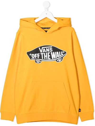 Vans Kids' Logo-print Hoodie In Yellow