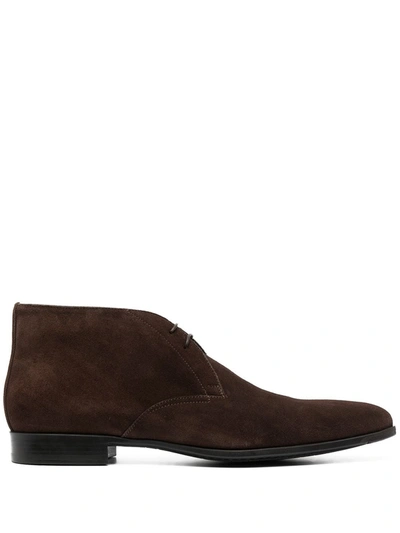 Santoni Lace-up Ankle Boots In Brown