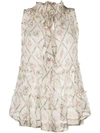 SEMICOUTURE FLORAL-PRINT RUFFLED VEST