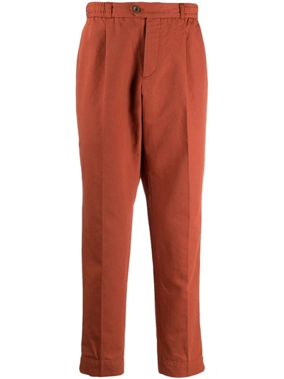 Pt01 Brown Cotton-linen Blend Trousers