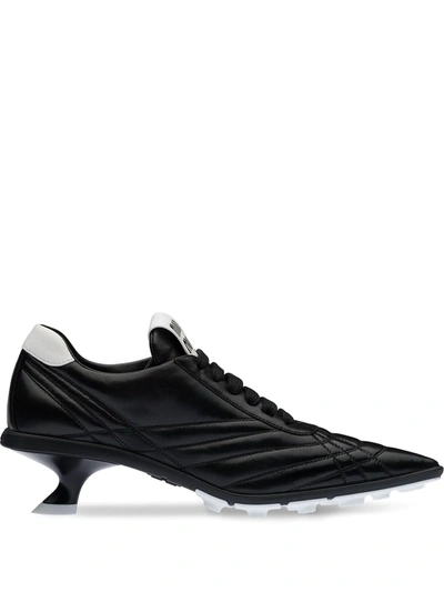 Miu Miu Mid-heel Pointed Toe Sneakers In Black,white