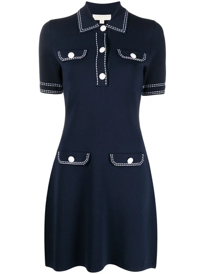 Michael Kors Contrasting Stitching Dress In Blue