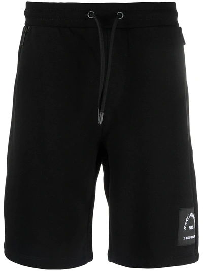 Karl Lagerfeld Logo Label Shorts In Black