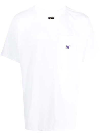 Needles Crew Neck T-shirt With Embroidered Chest Pocket In White