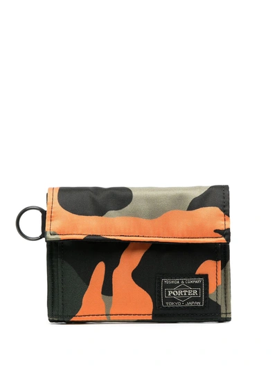 Porter-yoshida & Co Camouflage Print Wallet In Orange