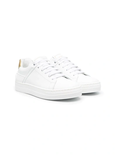 Balmain Kids' Logo-print Lace-up Trainers In White 1