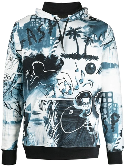 Ps By Paul Smith All-over Print Hoodie In Blue