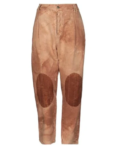 People (+)  Woman Pants Brown Size 27 Linen, Silk