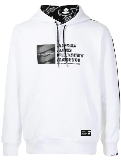 Aape By A Bathing Ape Two-tone Logo Hoodie In White