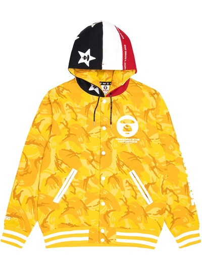 Aape By A Bathing Ape Camouflage Print Bomber Jacket In Yellow