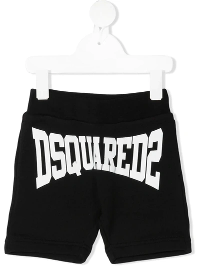 Dsquared2 Babies' Logo-print Cropped Track Trousers In 黑色