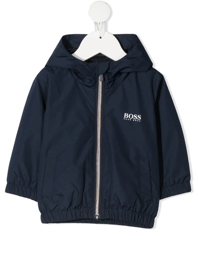 Bosswear Babies' Hooded Zip-up Logo Jacket In 蓝色
