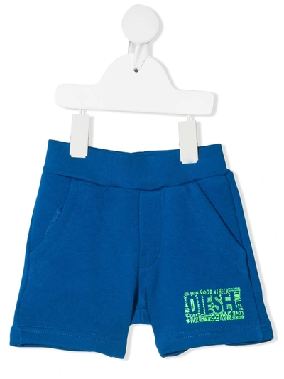 Diesel Babies' Logo Track Shorts In 蓝色